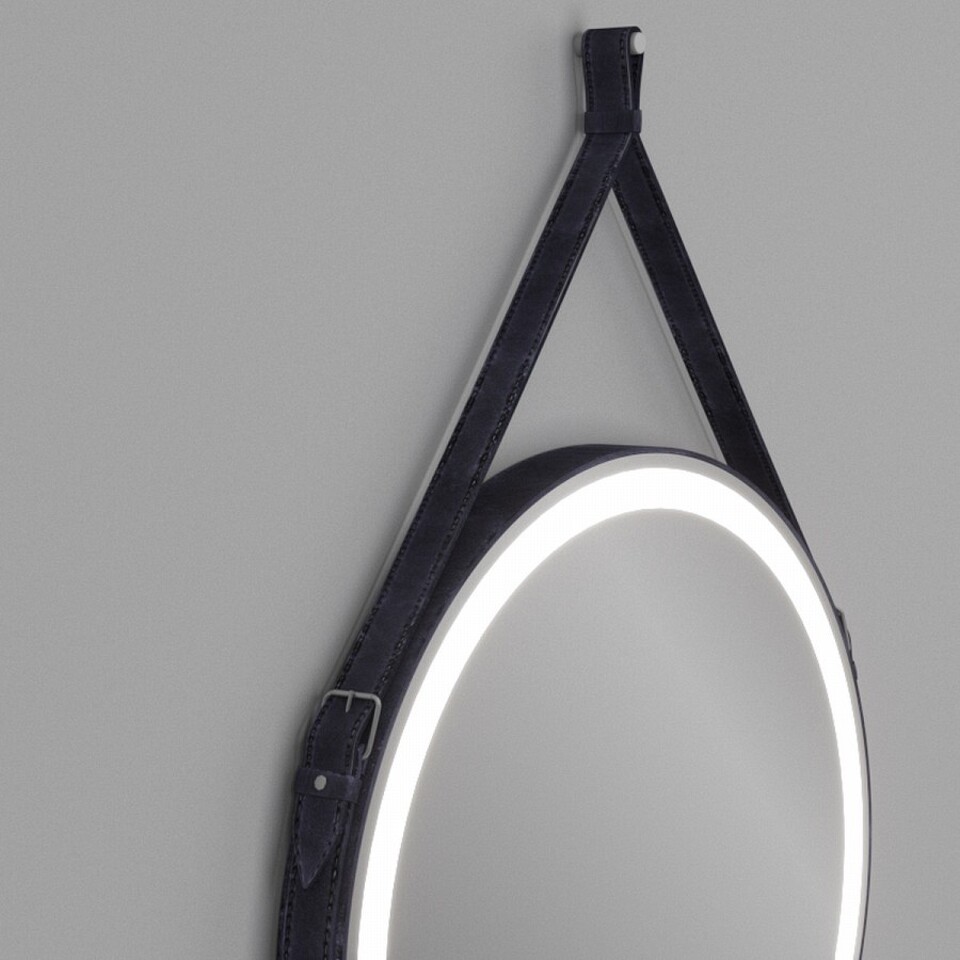 Фото №10  Teymi Зеркало Tiko D50 с LED, сенсор, черный кожаный ремень T20902S