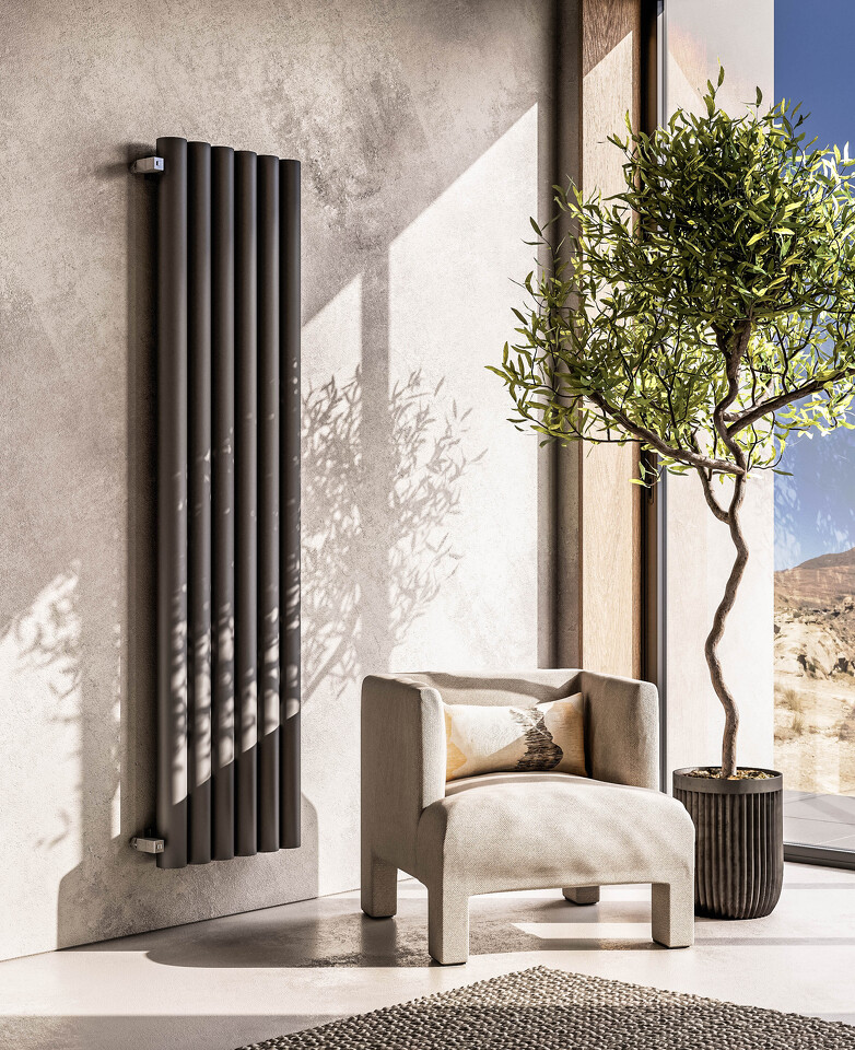 Фото №3  Радиатор Warmmet Power 76V длина 1250 мм секций 4 цвет черный тип подключения: нижнее левое