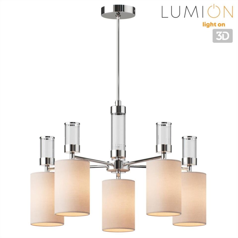 Фото №9  Люстра LUMION 6585/5 MODERNI LN26 060 хром/бежевый, металл/текстиль, стекло Люстра подвесная E14 5*40W 220V ARNIKA
