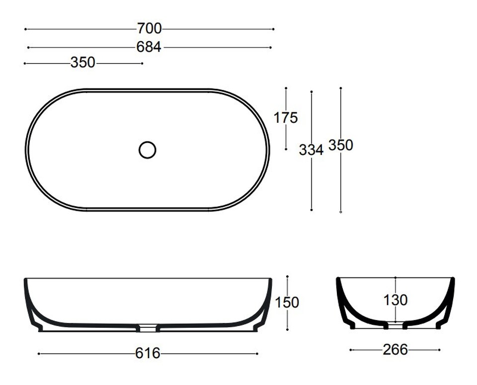Фото №8  Раковина 40583 / PCV70A Althea Cover раковина накладная 70x35  Матовый белый Plus-Ton®