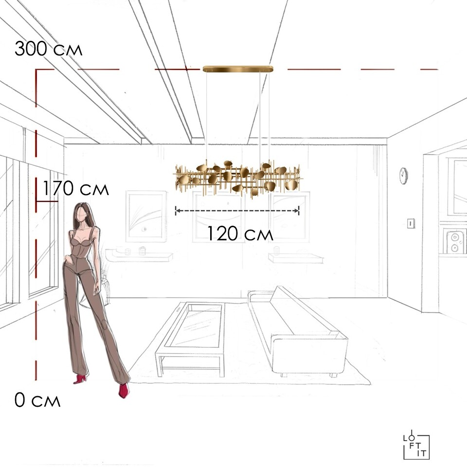 Фото №10  Подвесной светильник 10396/1200R Подвесной светильник LOFT IT Escama