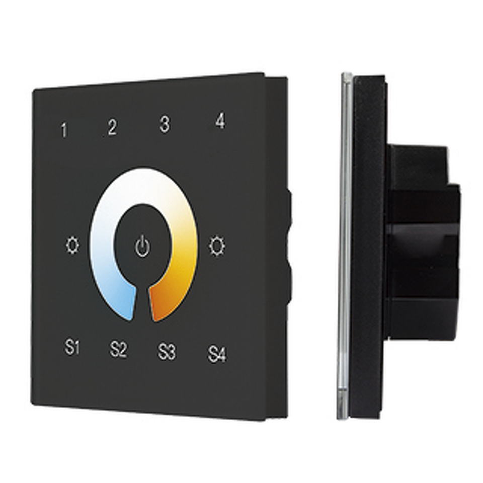 Фото №1  IARL INTELLIGENT ARLIGHT Сенсорная панель DALI-901-11-4G-4SC-MIX-DT8-IN Black (BUS/230V) ( IP20 Пластик, 3 года)