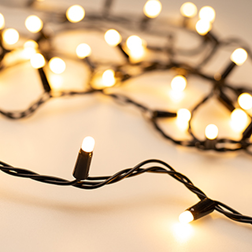 Фото №1  Ardecoled Светодиодная гирлянда ARD-STRING-CLASSIC-10000-BLACK-100LED-MILK-STD Warm (230V, 7W) ( IP65)