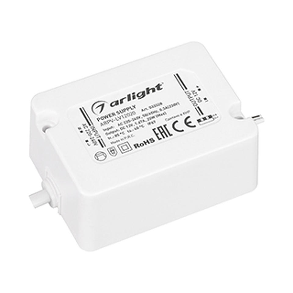 Фото №1  Arlight Блок питания ARPV-LV12020 (12V, 1.67A, 20W) ( IP67 Пластик, 3 года)