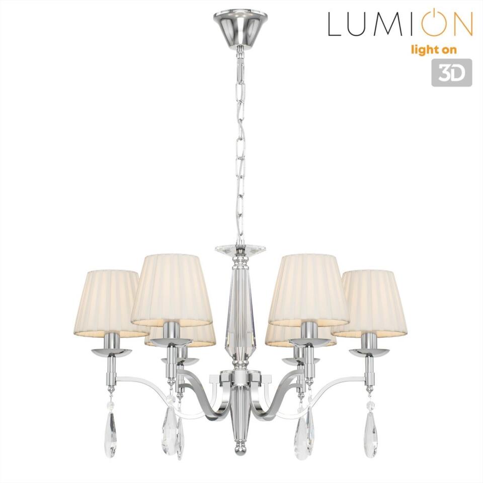 Фото №7  Люстра LUMION 8316/6 CLASSI LN26 058 хром/белый, металл/хрусталь/текстиль Люстра E14 6*40W 220V MAGDA
