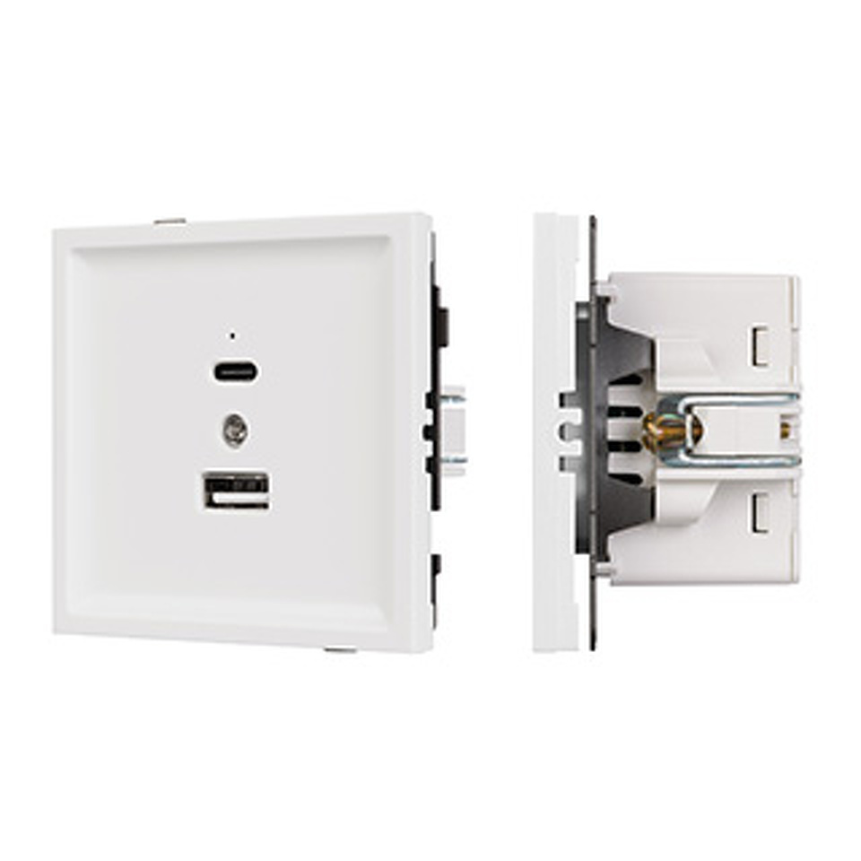 Фото №1  Розетка Arlight Механизм USB розетки SCT-TENDO-MUAC-PL-WH (5V, 3A, QC3) ( Белый)