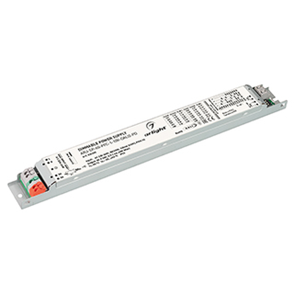 Фото №1  Arlight Блок питания ARJ-SP-60-PFC-1-10V-DALI2-PD (60W, 9-58V, 0.7-1.4A) ( IP20 Металл, 5 лет)