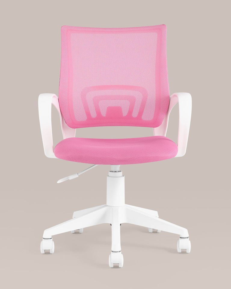 Фото №9  Кресло Кресло офисное TopChairs ST-BASIC-W розовый крестовина пластик белый