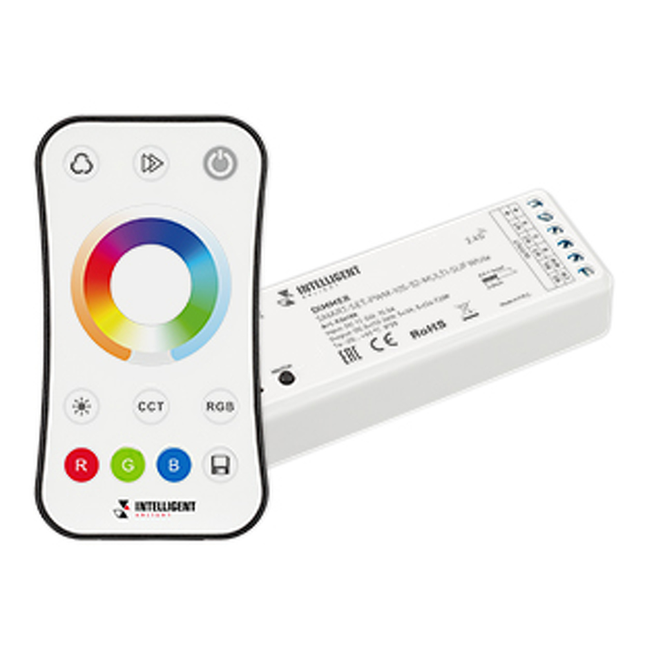 Фото №1  IARL INTELLIGENT ARLIGHT Диммер SMART-SET-PWM-105-52-MULTI-SUF White (12-24V, 5x3A, ПДУ RING 10кн, 2.4G) ( Контроллер)