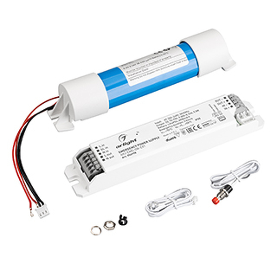 Фото №1  Arlight Блок аварийного питания ARJ-EMG-5W-EXT (10-90V, 3H, LiFePO4) ( IP20 Пластик, 3 года)