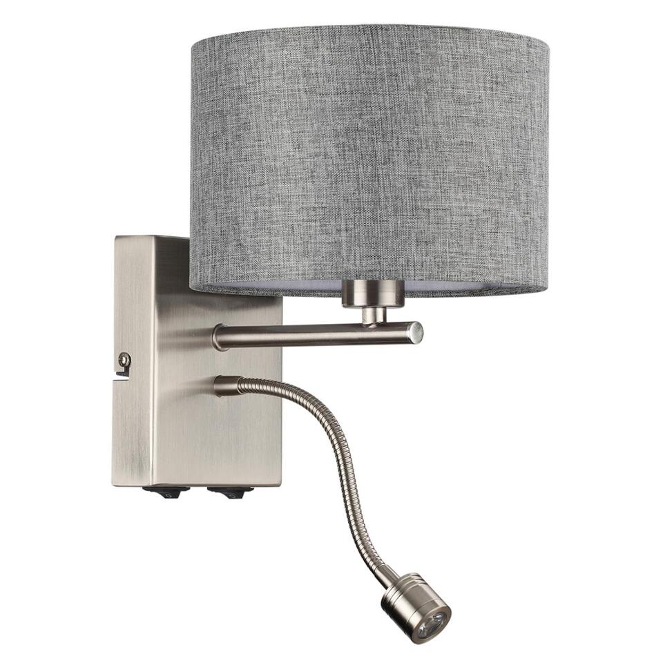 Фото №10  LUMION 8251/2W MODERNI LN26 530  никель/серый, металл/текстиль бра Е14 40W + LED 3W 4000K 220V NIKKI