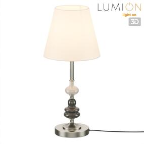 Фото LUMION 8283/1T CLASSI LN26 051 никель/белый, металл/керамика/текстиль Настольная лампа Е14 1*40W 220V KENTUKI