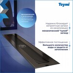 Превью фото №4  Teymi Душевой трап Helmi, с сухим затвором, вертикальный выпуск 10х50 c решеткой, черный T90330