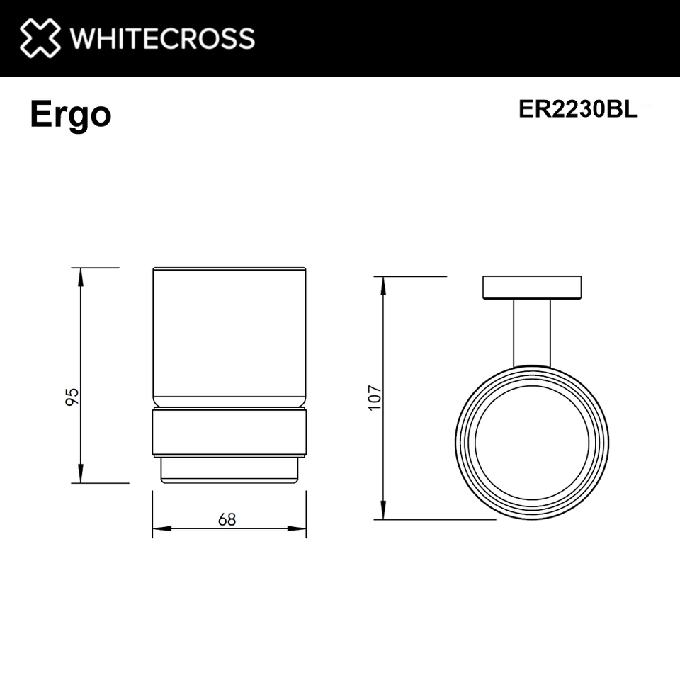 Фото №2  Стакан подвесной WHITECROSS Ergo ER2230BL (черный мат)