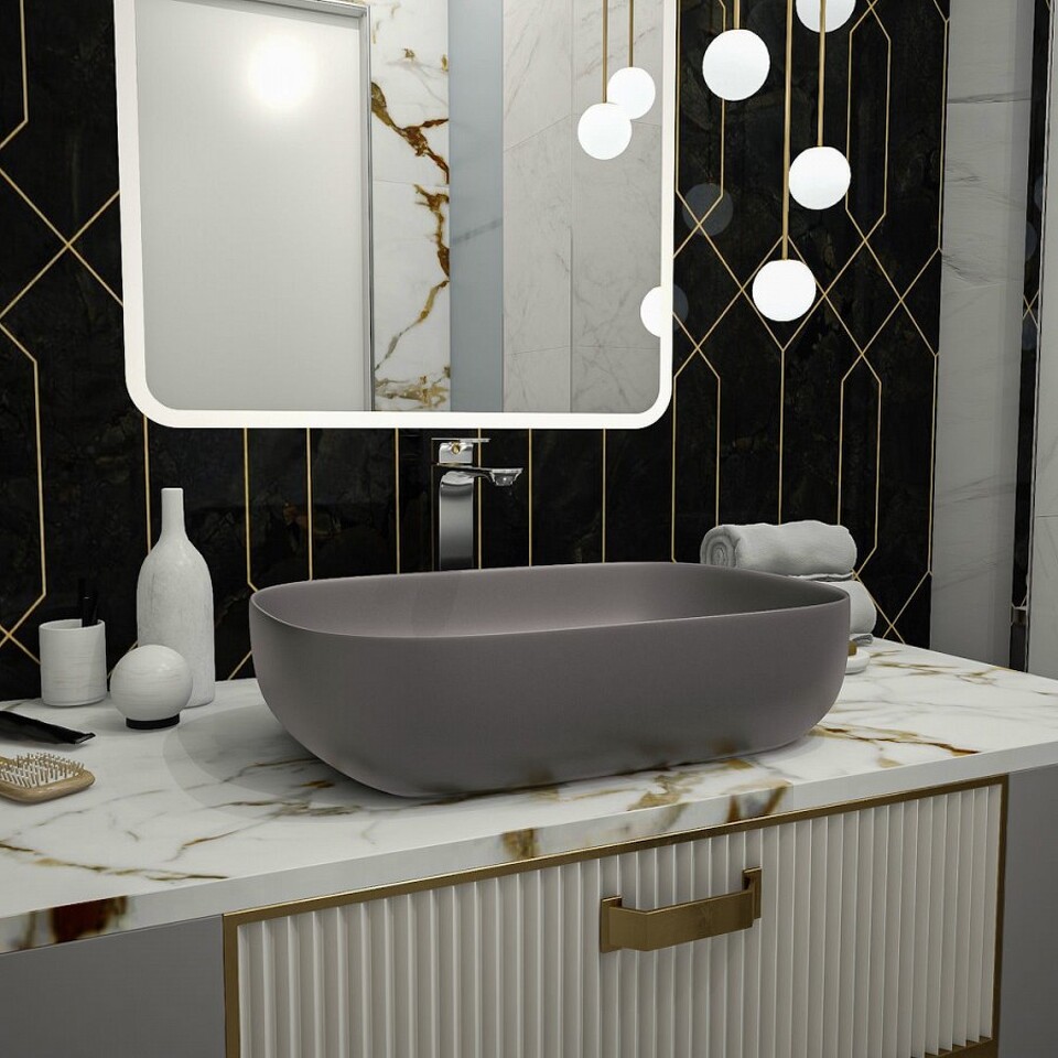 Фото №13  Раковина Teymi Раковина Solli 60 artceramic, накладная, Графит Матовая T50396