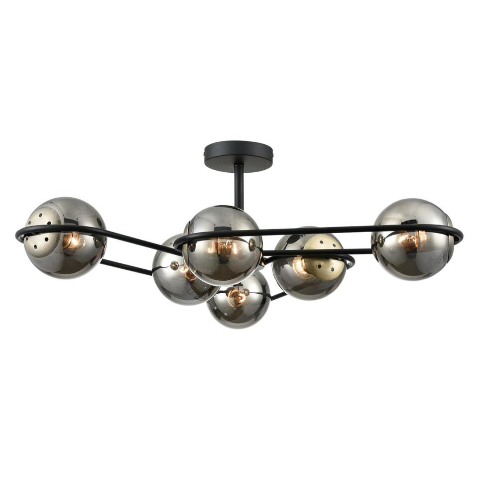 Фото №9  Люстра LUMION 8060/6C COMFI LN24 000 черный/дымчатый металл/стекло Люстра потолочная E27 6*60W 220V CAMILIE
