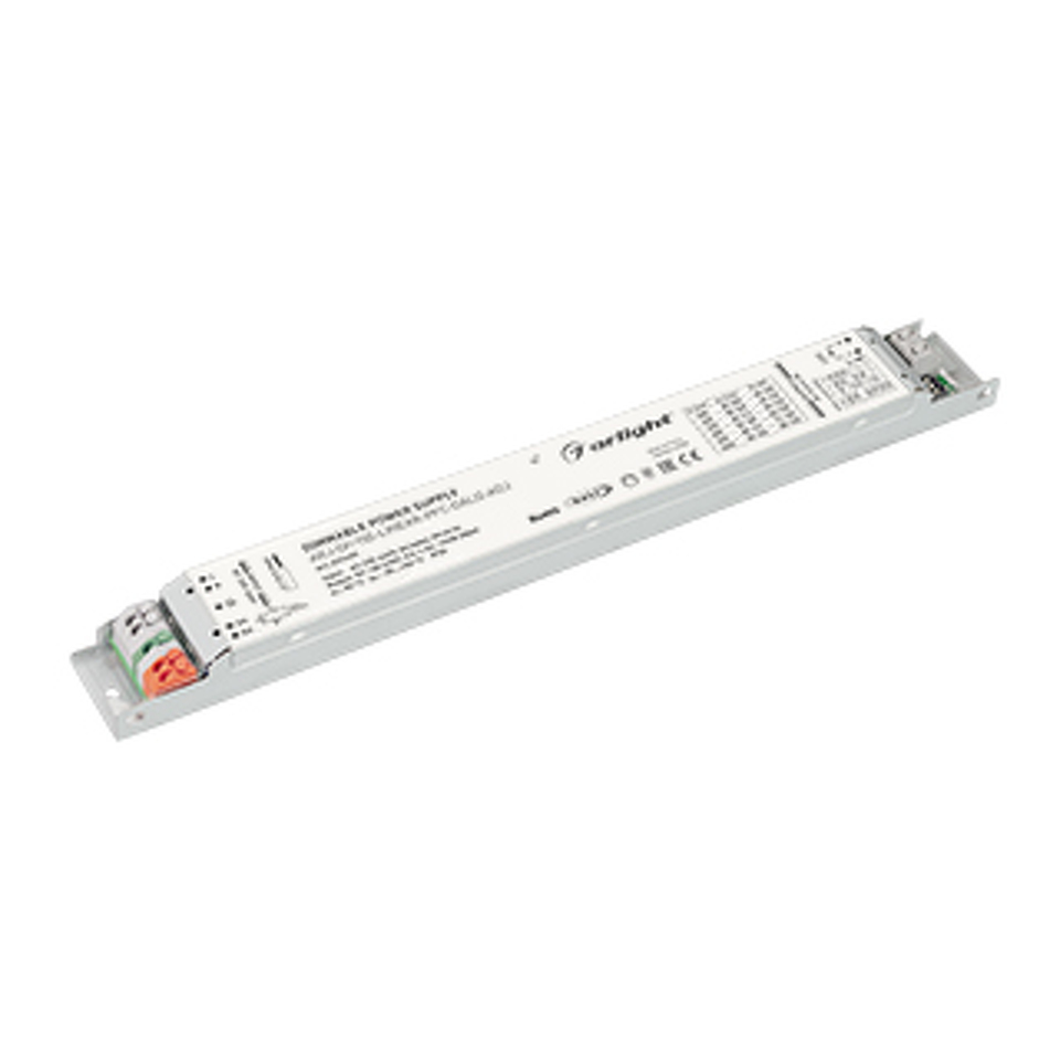 Фото №1  Arlight Блок питания ARJ-SP-150-LINEAR-PFC-DALI2-ADJ (150W, 120-330V, 0.5-1.0A) ( IP20 Металл, 5 лет)
