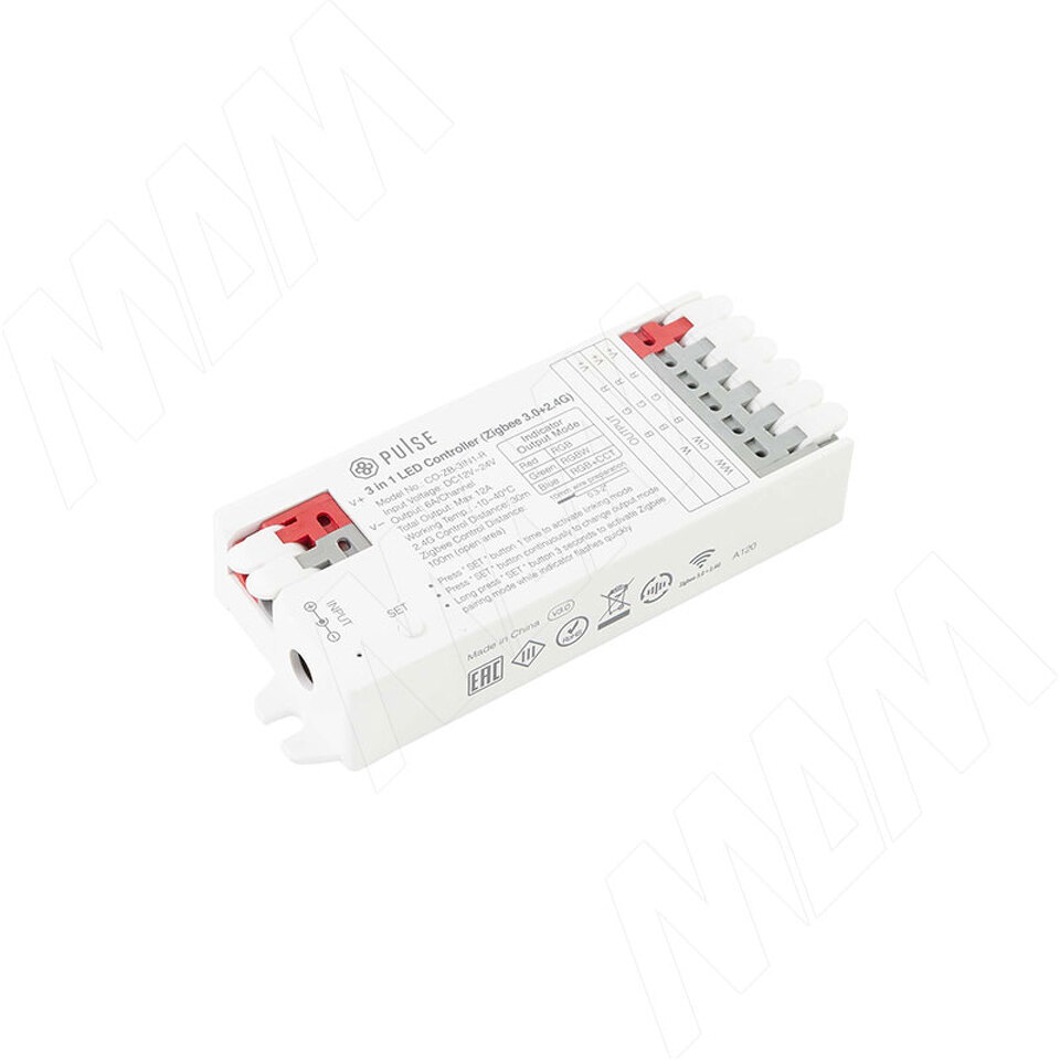 Фото №2  PULSE СМАРТ,  Контроллер для RGB, RGBW, RGBCCT лент, 2.4 ГГц, Zigbee 3.0, SMART (CO-ZB-3IN1-R)