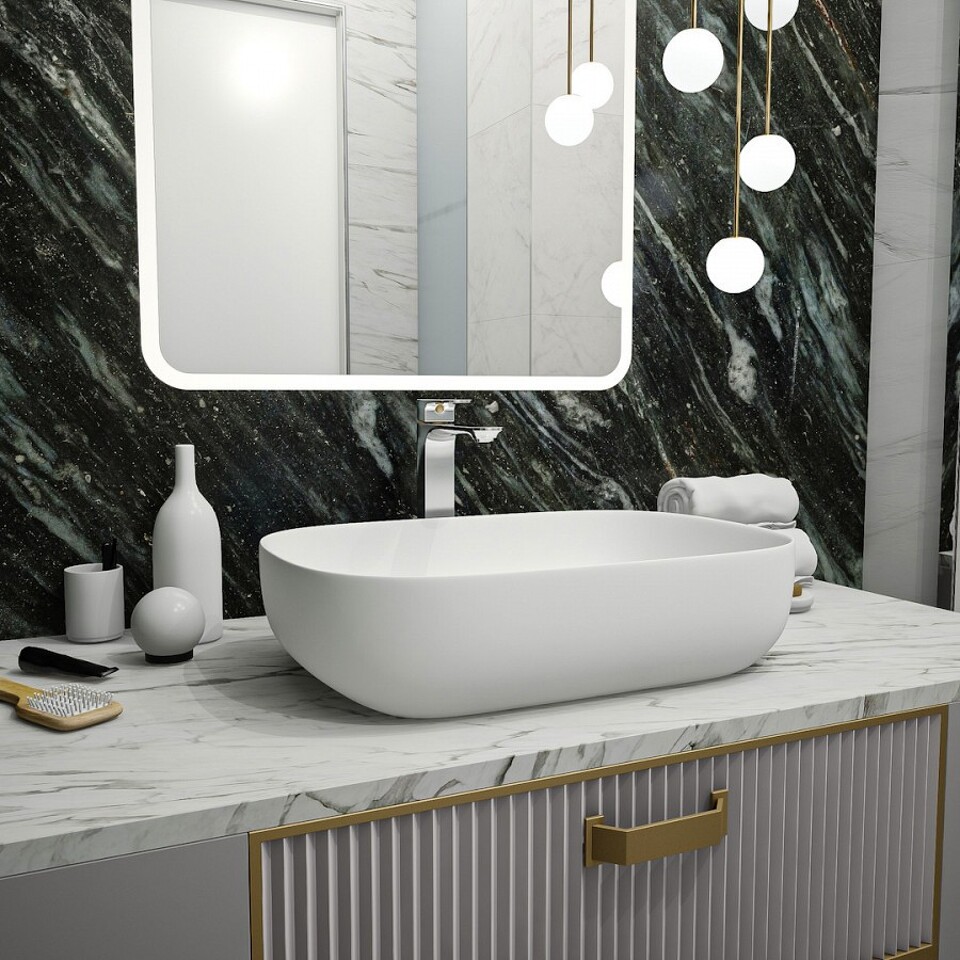 Фото №13  Раковина Teymi Раковина Solli 60 artceramic, накладная, Белая Матовая T50395