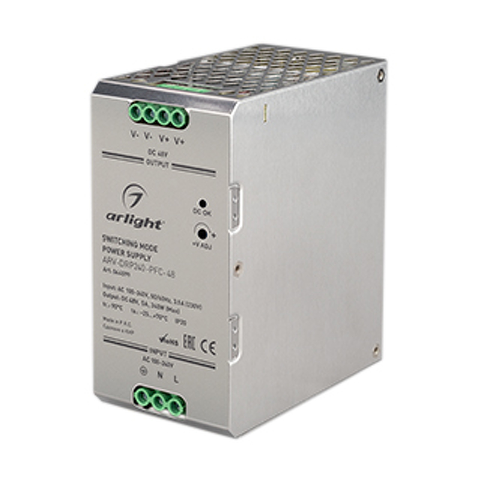 Фото №1  Arlight Блок питания ARV-DRP240-PFC-48 (48V, 5A, 240W) ( IP20 Металл, 5 лет)