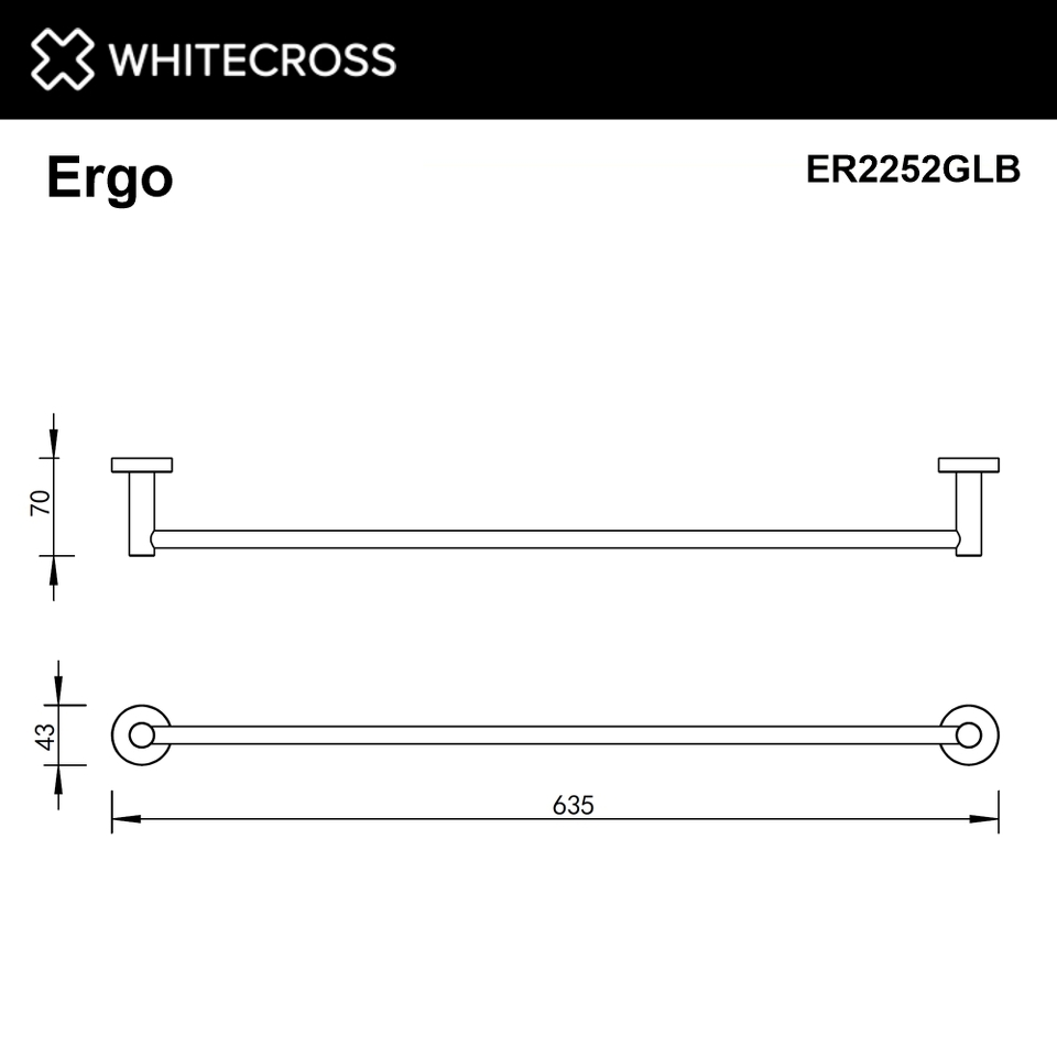 Фото №2  Полотенцедержатель 600 мм. WHITECROSS Ergo ER2252GLB (брашированное золото)