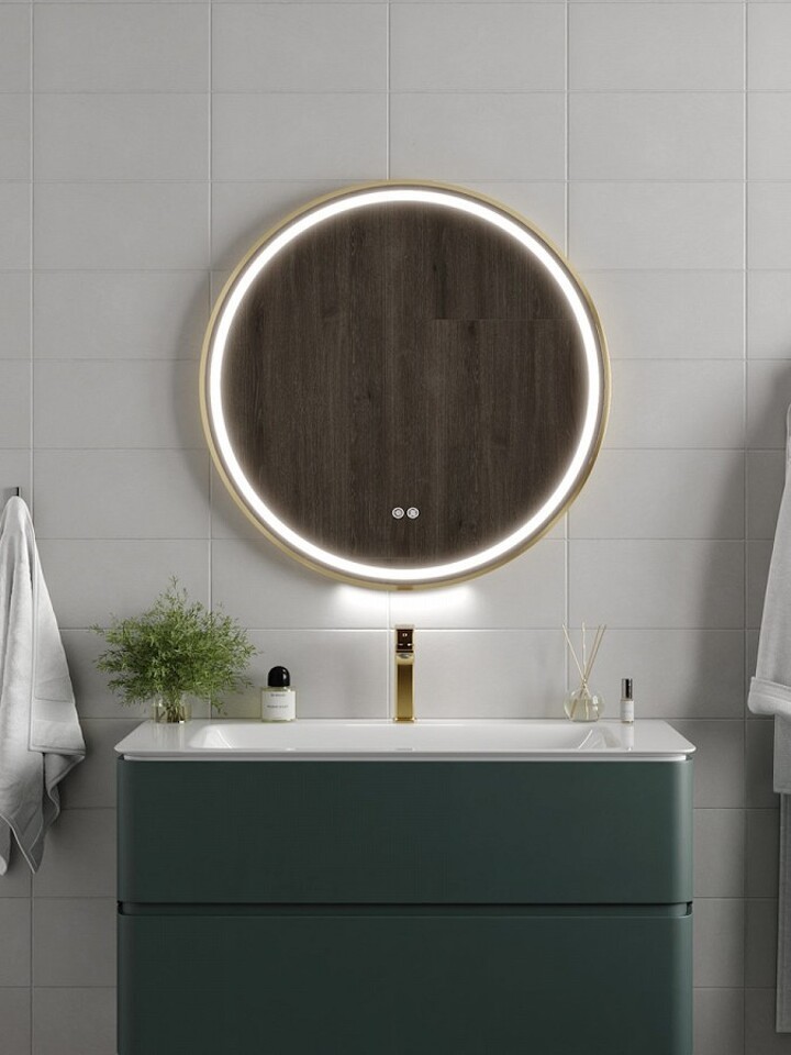 Фото №32  Watersense Зеркало Lina Supernova Gold D80, LED подсветка, сенсор, антипар T20123