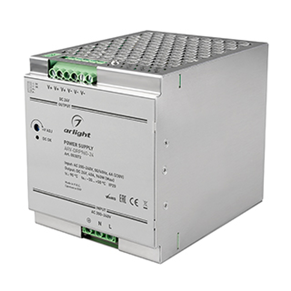 Фото №1  Arlight Блок питания ARV-DRP960-24 (24V, 40A, 960W, PFC) ( IP20 Металл, 5 лет)