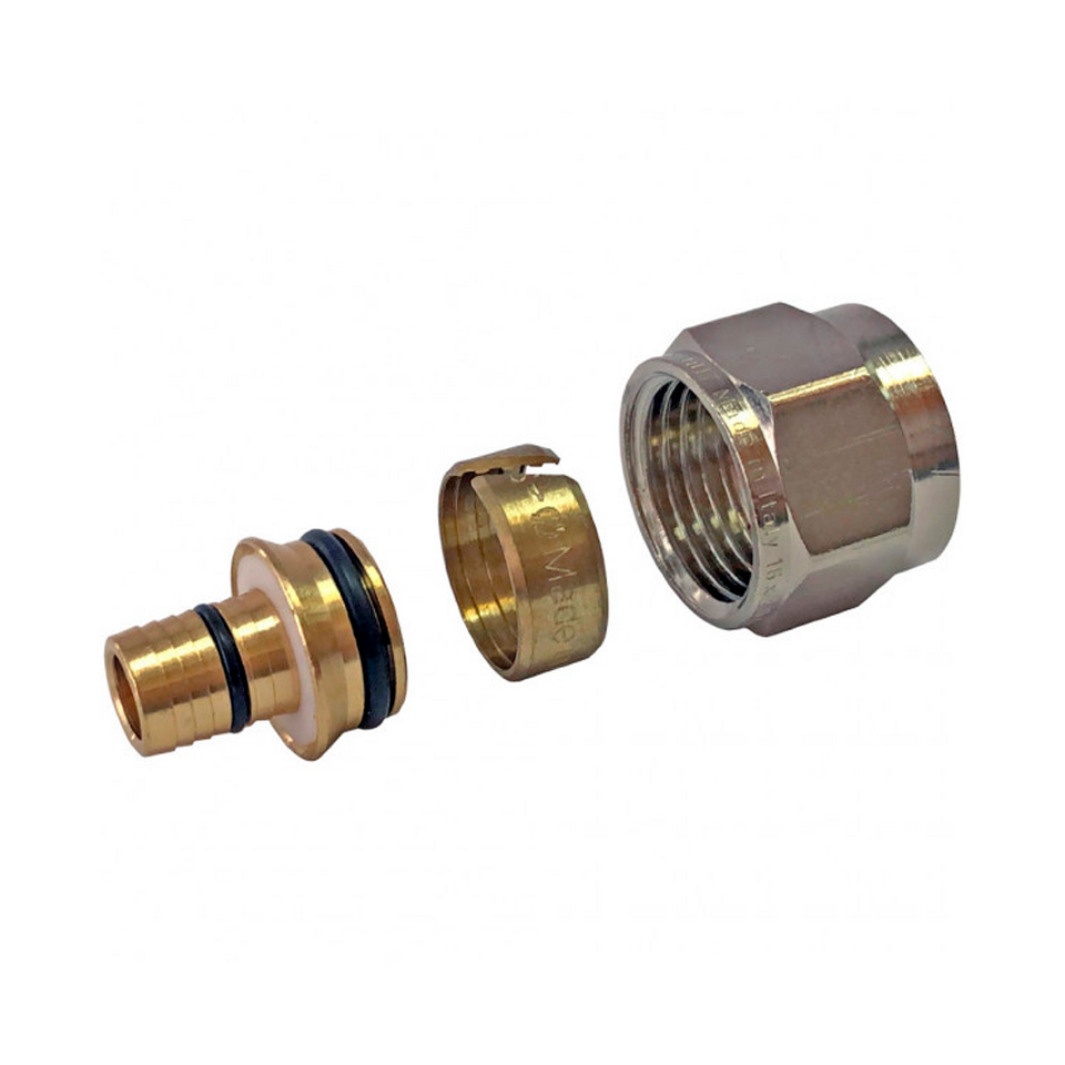 Фото №1  Фитинг компрессионный STOUT для труб PEX-AL-PEX 16х2,6х1/2
