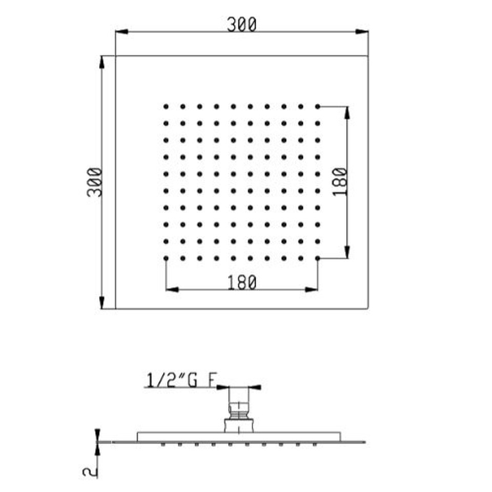 Фото №2  SF089AXX AQUAelite Techno верхний душ, 300x300 мм Матовый чёрный, 38/05Q