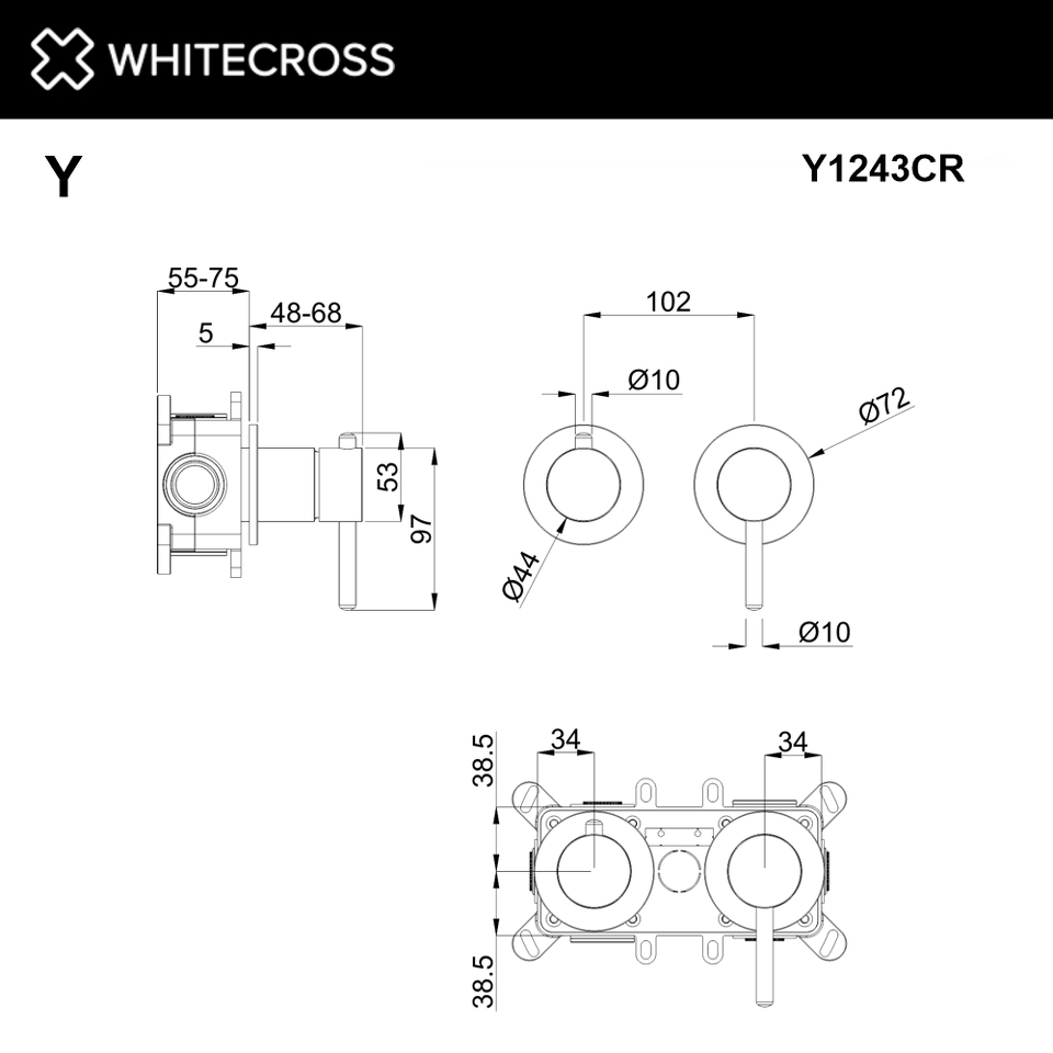 Фото №2  Смеситель скрытого монтажа на 3 потребителя WHITECROSS Y Y1243CR (хром)