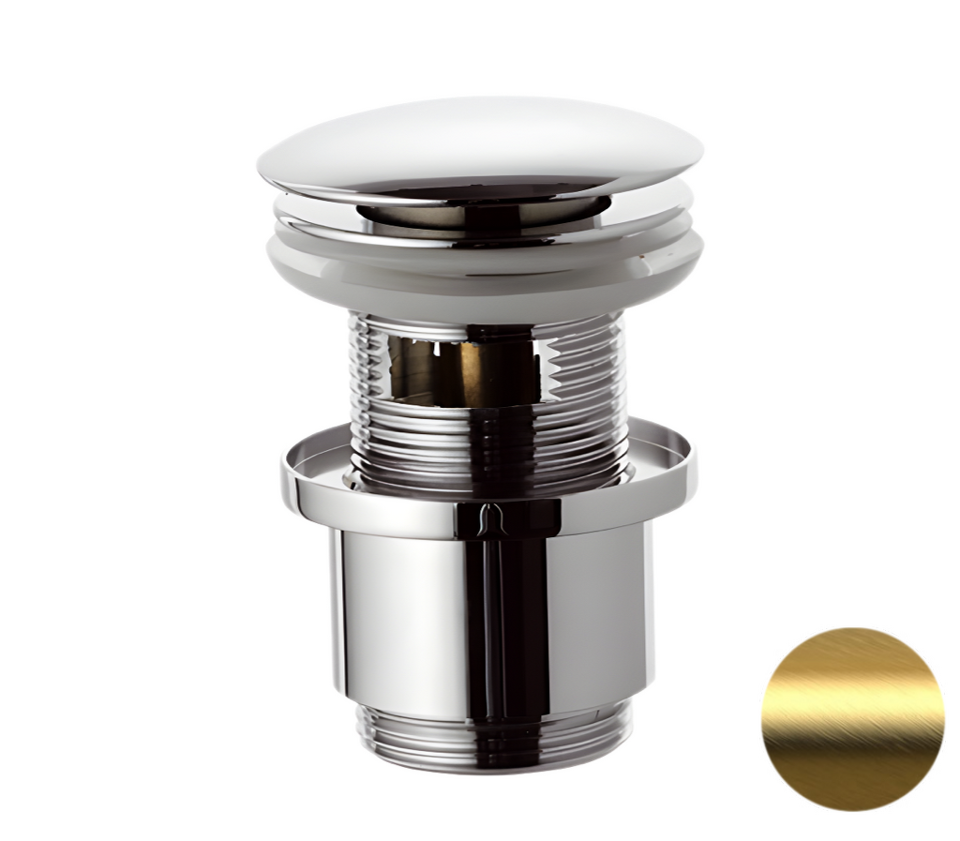 Фото №2  Донный клапан с переливом 1”1/4 Remer 905CC2114BG, золото брашированное
