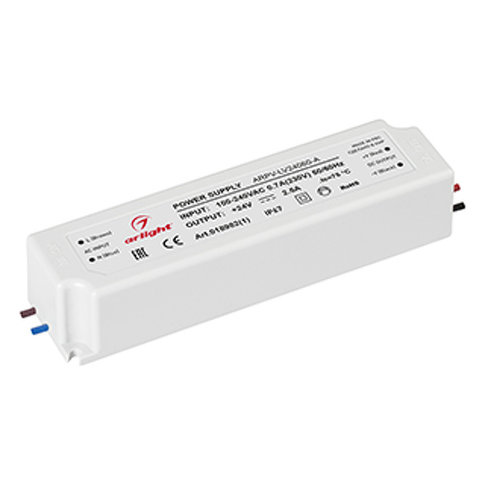 Фото №1  Arlight Блок питания ARPV-LV24060-A (24V, 2.5A, 60W) ( IP67 Пластик, 3 года)
