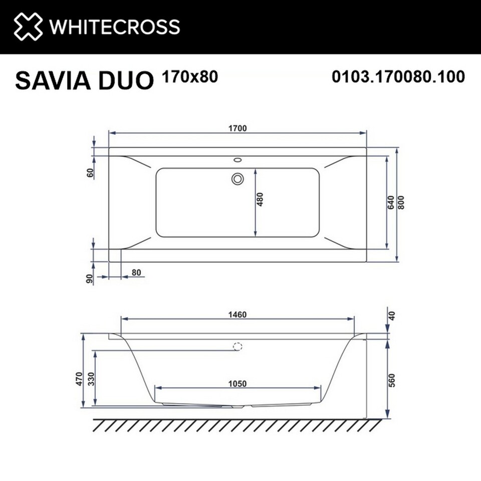 Фото №7  Ванна WHITECROSS Savia Duo 170x80 "SOFT" (белый)