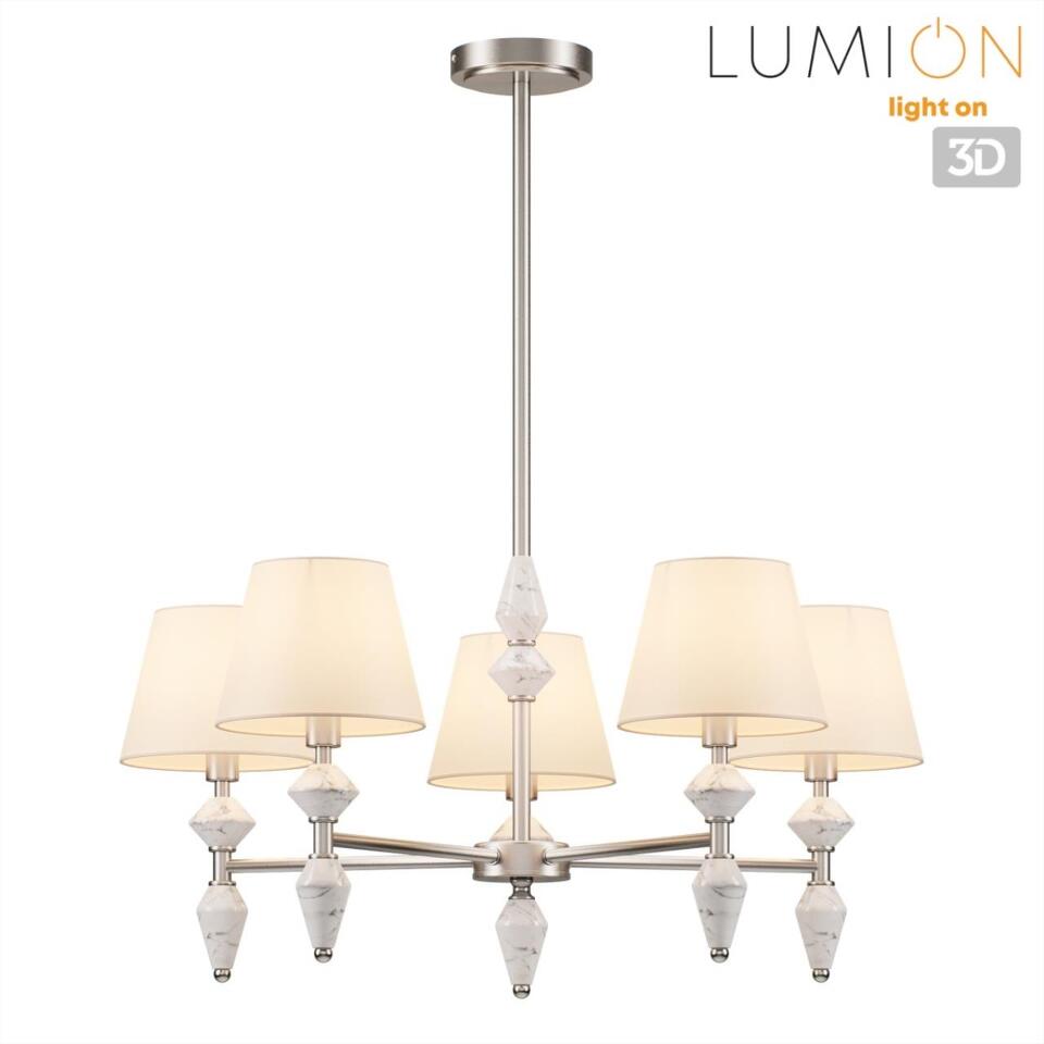 Фото №8  Люстра LUMION 8274/5 CLASSI LN26 044 никель/белый/серый, металл/керамика/ткань Люстра Е14 5*40W 220V VERMONT