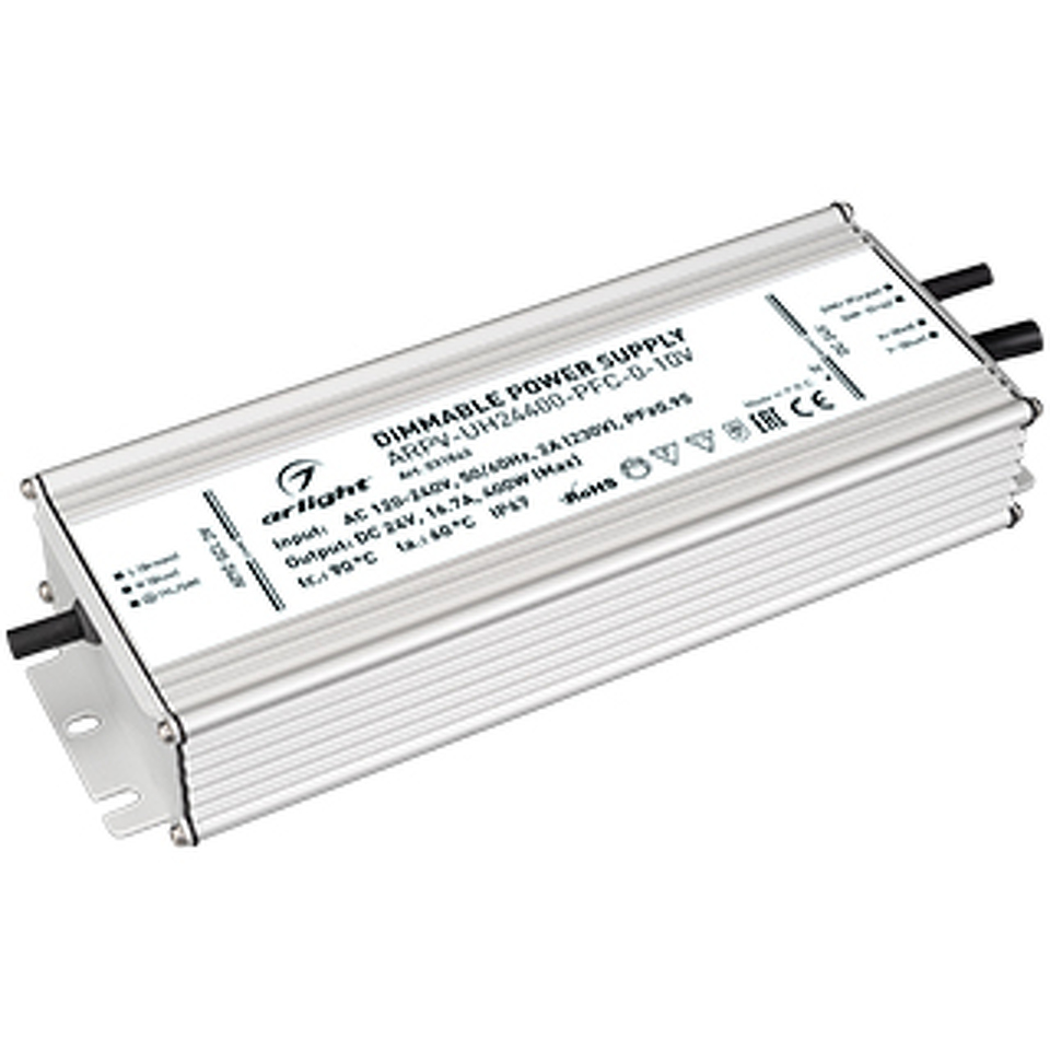 Фото №1  Arlight Блок питания ARPV-UH24400-PFC-0-10V (24V, 16.7A, 400W) ( IP67 Металл, 7 лет)