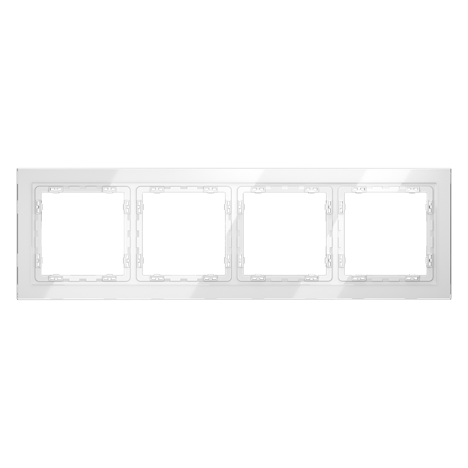 Фото №6  Рамка Рамка стеклянная VOLTUM S70 на 4 поста, (белый, стекло)