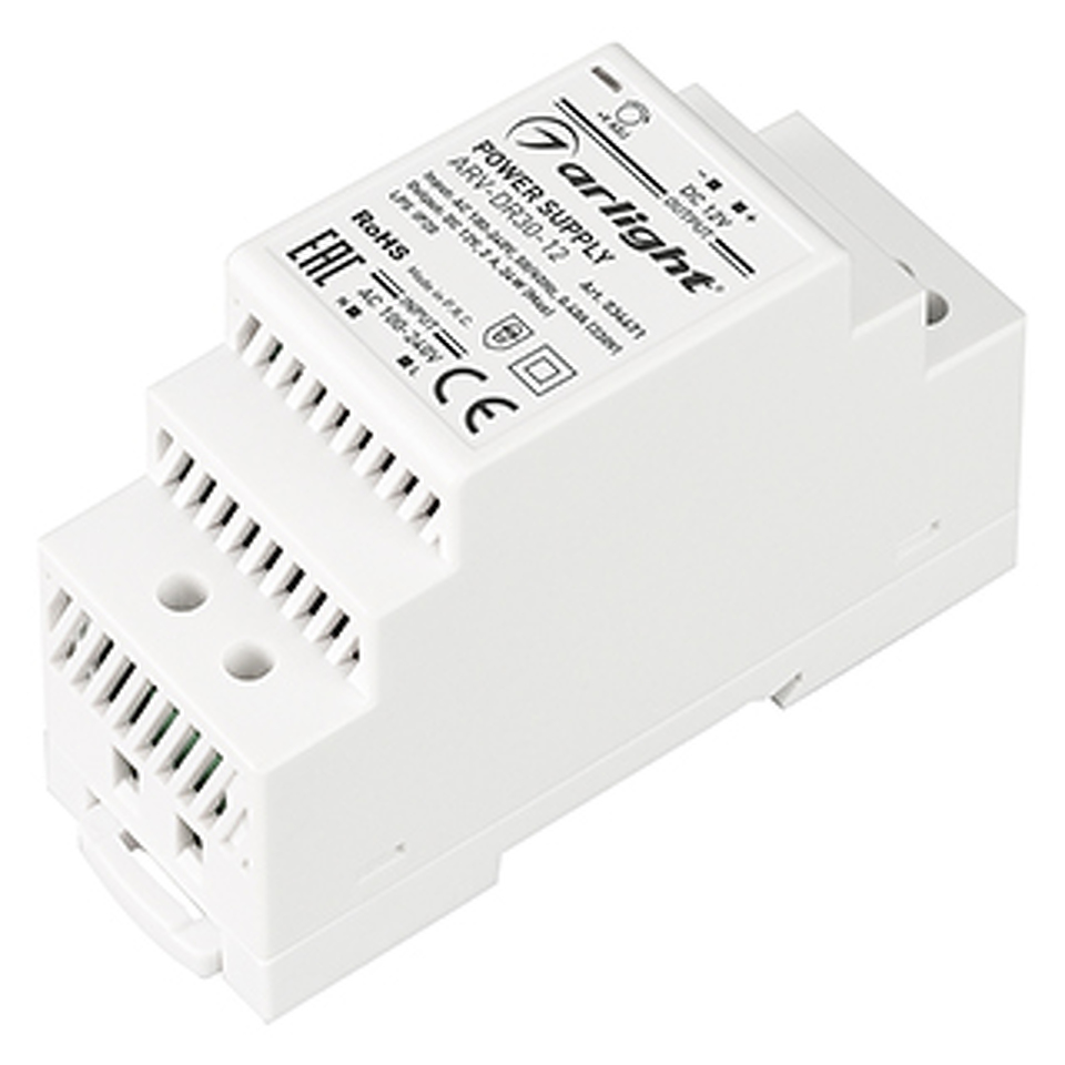 Фото №1  Arlight Блок питания ARV-DR30-12 (12V, 2A, 24W) ( IP20 DIN-рейка)