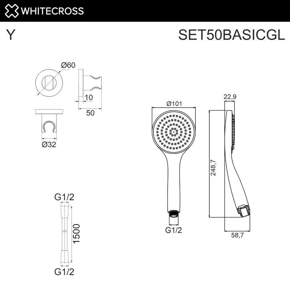 Фото №2  Душевой гарнитур точечный WHITECROSS SET50BASICGL (золото)