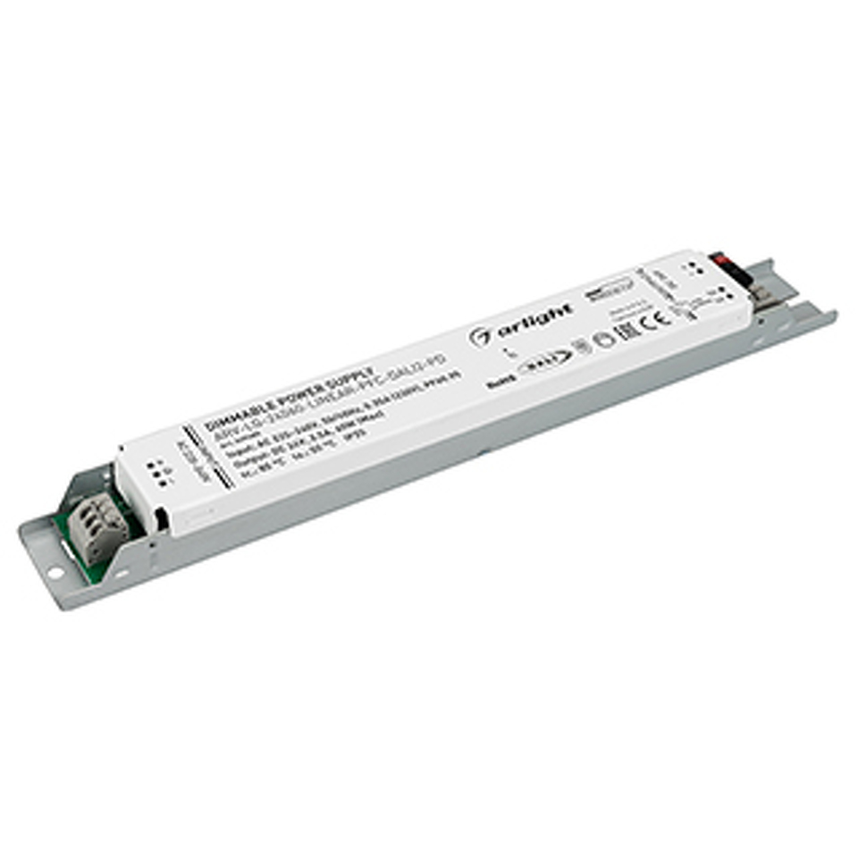 Фото №1  Arlight Блок питания ARV-LG-24060-LINEAR-PFC-DALI2-PD (24V, 2.5A, 60W) ( IP20 Металл, 5 лет)