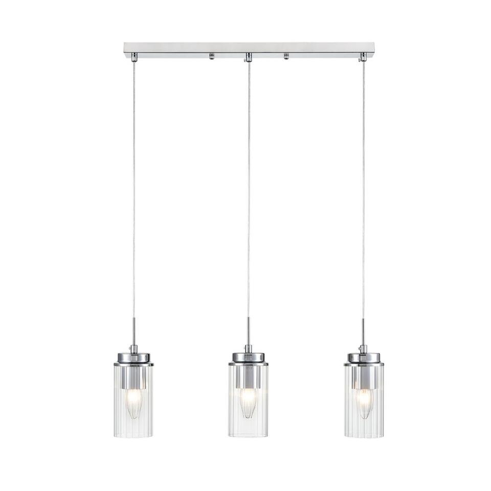 Фото №10  Подвесной светильник LUMION 8102/3A COMFI LN26 408 хром/прозрачный металл/металл Подвес Е14 3*40W 220V ISHA