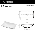 Превью фото №5  Раковина Умывальник WHITECROSS Coral 60x34,5 (белый мат) иск. камень