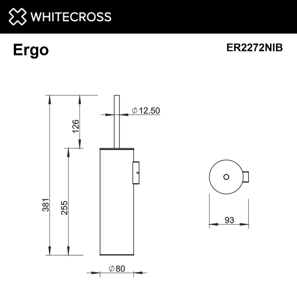 Фото №2  Ершик подвесной WHITECROSS Ergo ER2272NIB (брашированный никель)