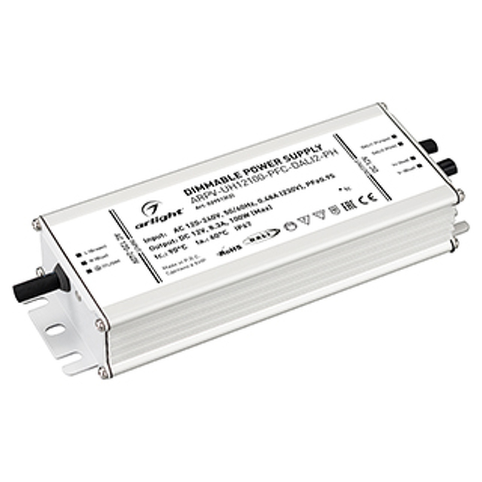 Фото №1  Arlight Блок питания ARPV-UH12100-PFC-DALI2-PH (12V, 8.3A, 100W) ( IP67 Металл, 7 лет)