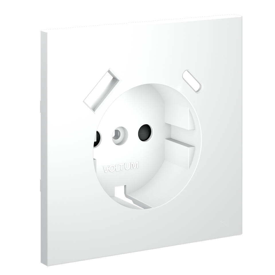 Фото №3  VOLTUM Накладка для розетки с заземлением и защитными шторками, с USB A+C, S70 (белый матовый)