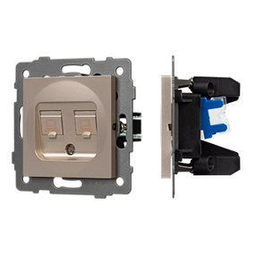 Фото Arlight Механизм компьютерной розетки двойной SCT-MPC2-PL-GD-V (RJ-45, CAT6) ( -)