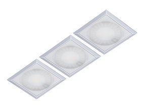 Фото Forma e Funzione Комплект из трансформатора и 3-х врезных светодиодных светильника SUN QUADRO, 24V, теплый, алюминий