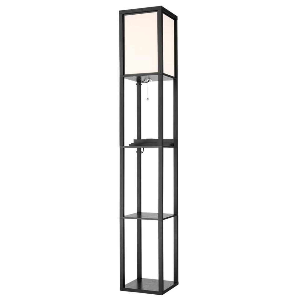 Фото №12  Торшер LUMION 8093/1F COMFI LN26 460 черный/белый, дерево/текстиль Торшер Е27 1*60W 220V PRACTIC
