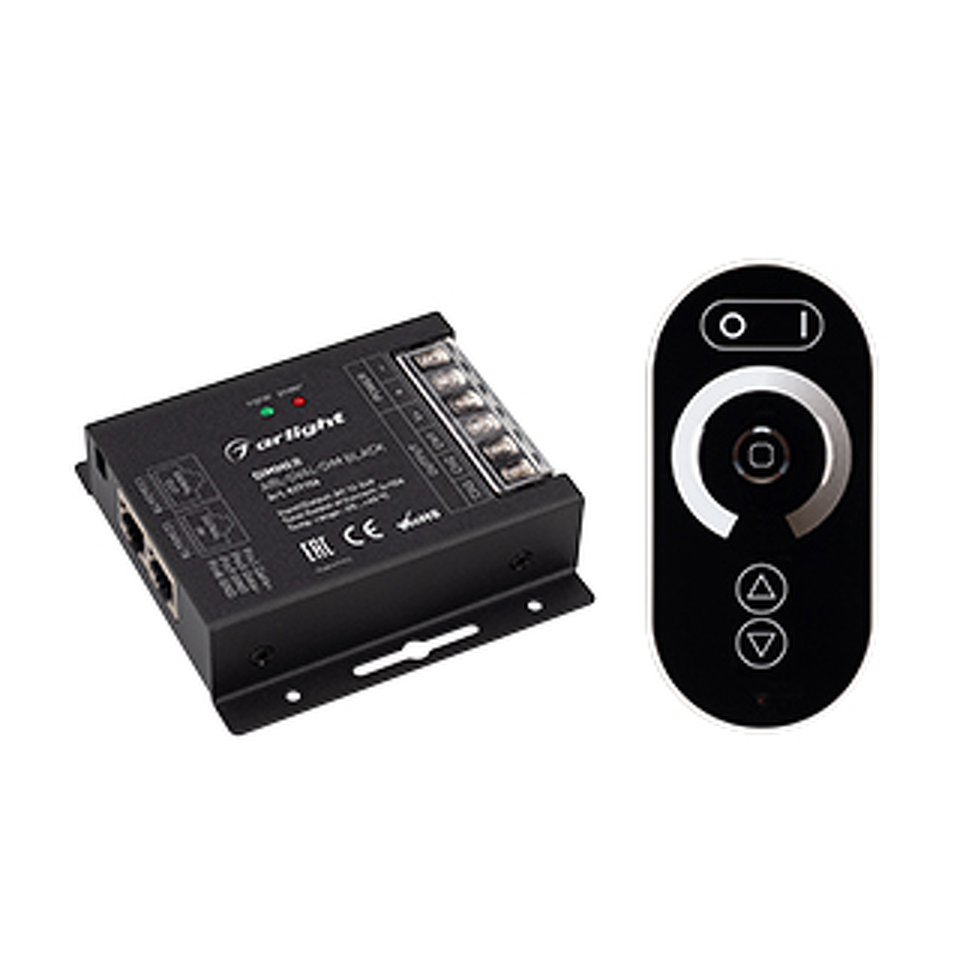 Фото №1  Arlight Диммер ARL-OVAL-DIM Black (12-24V, 3x10A, ПДУ Овал, RF, RJ45) ( IP20 Металл, 3 года)