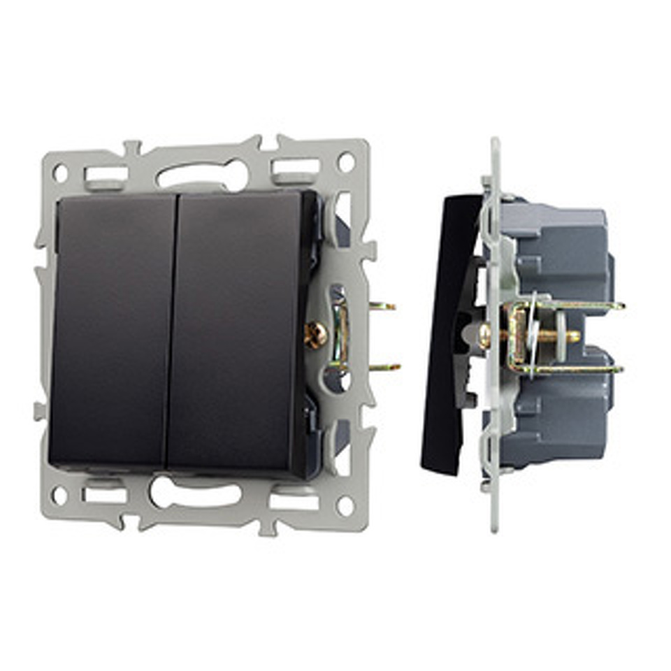 Фото №1  Arlight Механизм выключателя двухклавишный проходной SWT-MKP2-PL-BK (250V, 16A) ( -)