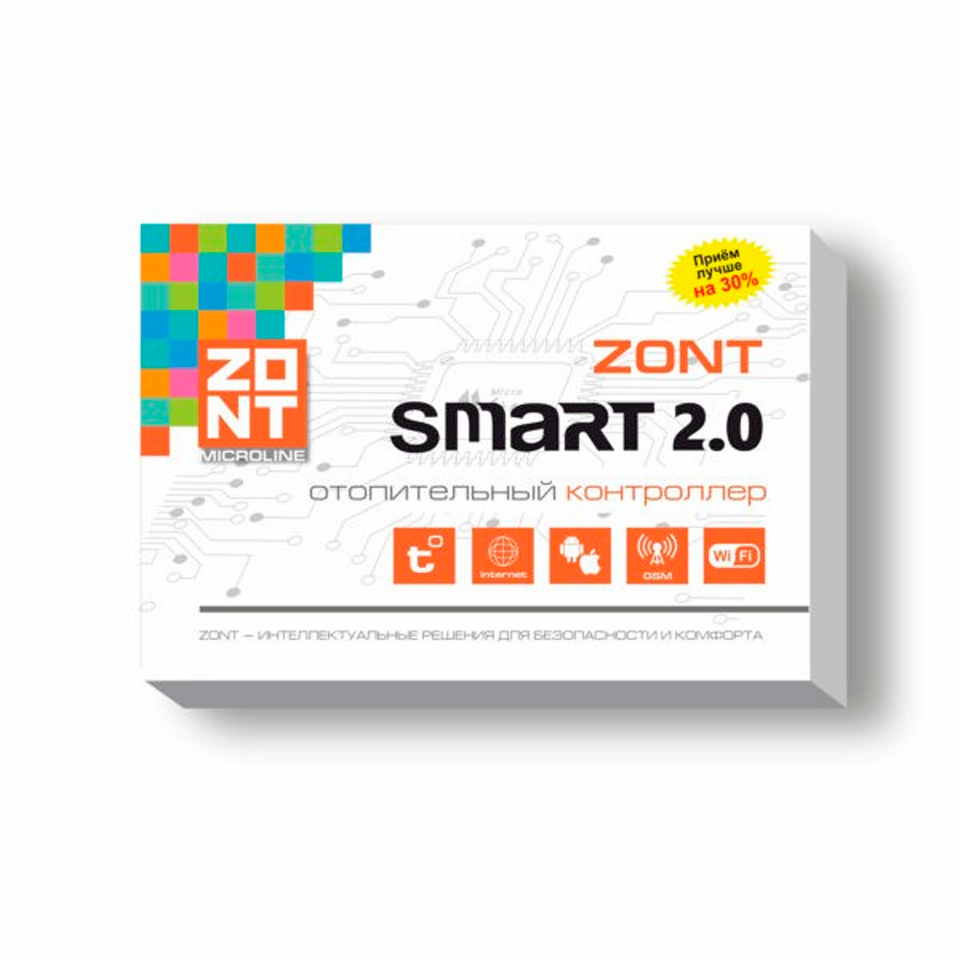 Фото №1  Отопительный GSM / Wi-Fi контроллер ZONT SMART 2.0 на стену и DIN-рейку